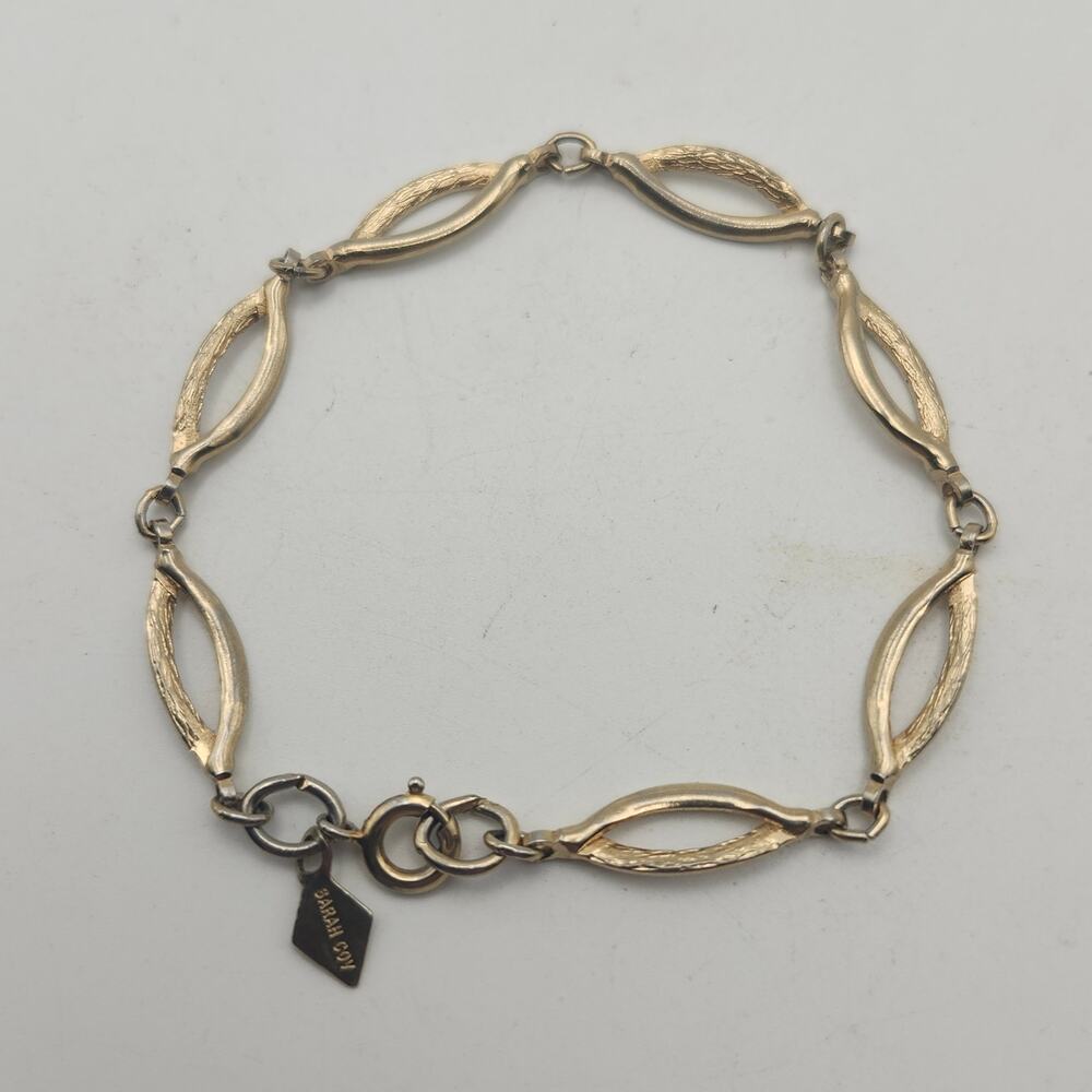 Sarah Coventry Gold Tone Navette Leaf Link‎ Bracelet 6.5" Vintage Signed Petite